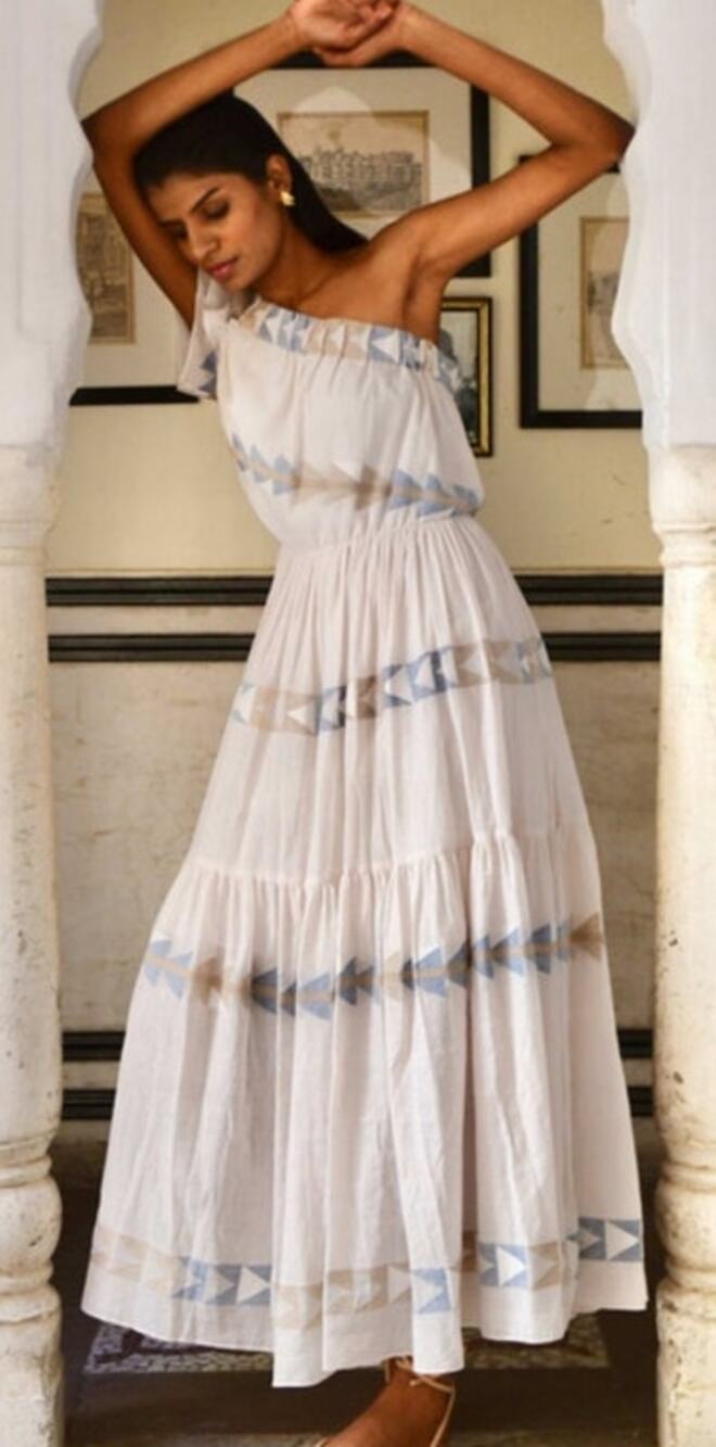 Mirth Paros Maxi One Shoulder Grecian Style Dress Sz Large L